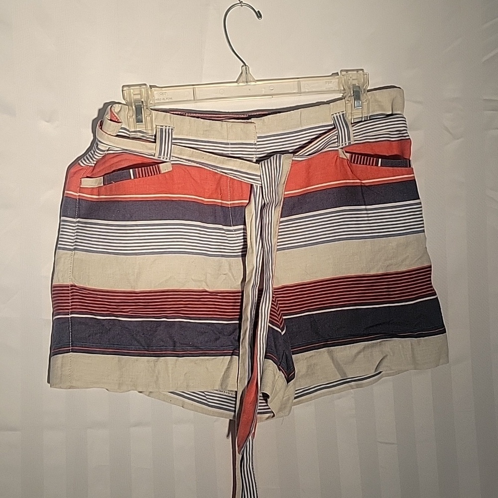 Loft Outlet Womens Orange & Blue Stripe Shorts, Size: 4